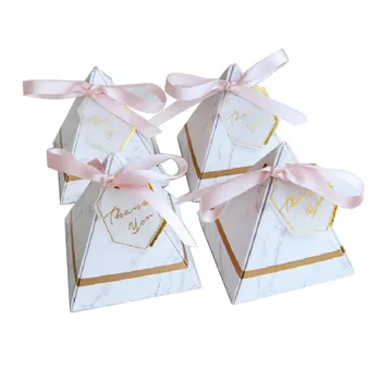 

50 Piece Candy Box Chocolate Box Wedding Supplies Gift Box with Thank You Card and Ribbon Party Supplies