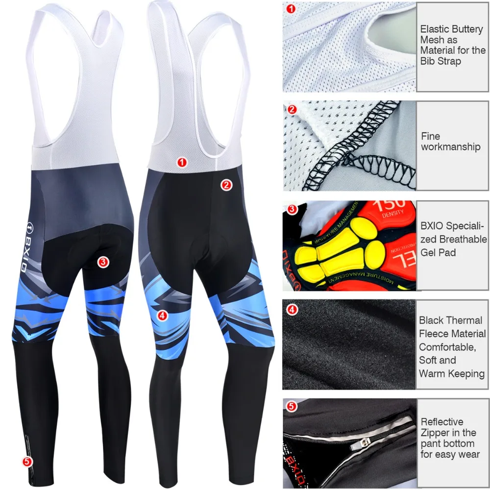 BXIO зимняя велосипедная одежда для мужчин, теплая флисовая велосипедная одежда с длинными рукавами и Биб колготки 200
