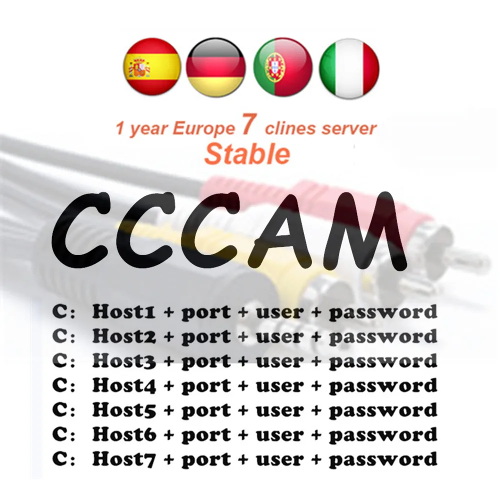 7 линий Cccams линии 1 год Португалия используется для freesat v7 DVB-S2 CCcam Cline спутниковый ресивер Европа каналы