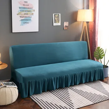 

Armless Slipcover Cover for Sofa Solid Color Sofa Cover with Skirt Anti-slip European Couch Elastic Sofa Cover for Living Room