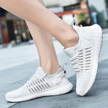 

2019 spring and autumn fashion new single layer hollow men and women couple running shoes fly woven casual shoes sneakers