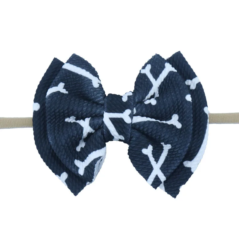 10pcs/lot, 12*10cm Halloween children's nylon Hot sale cute hair fashion accessories with pumpkin double children bow hair band