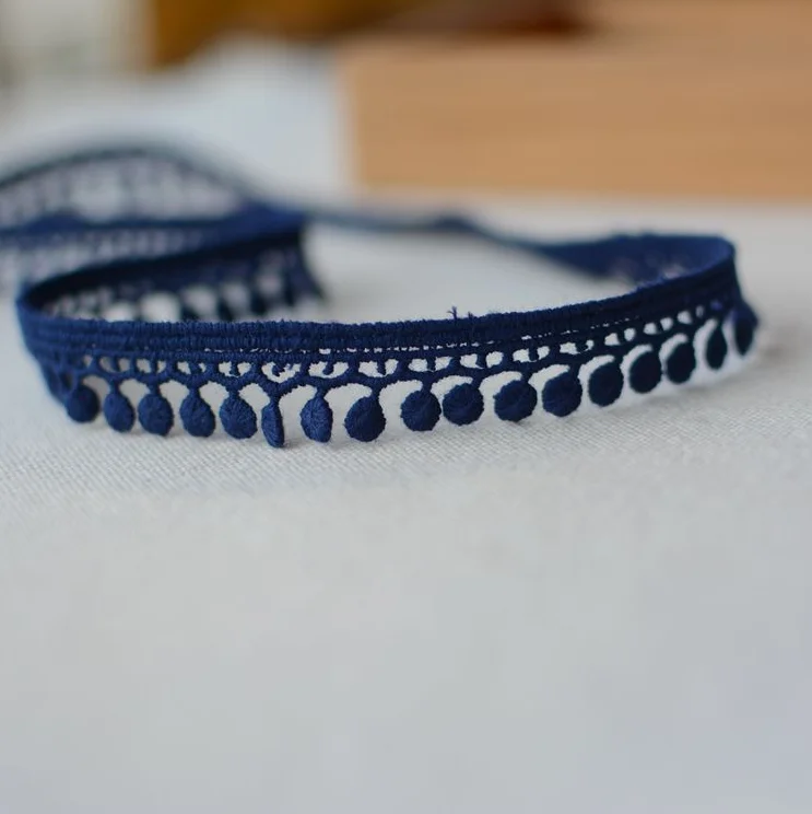Blue Black Cotton Embroidered Lace Trim Ribbons Fabric DIY Sewing Handmade Craft Materials Garment Clothes Accessories 3 Meters