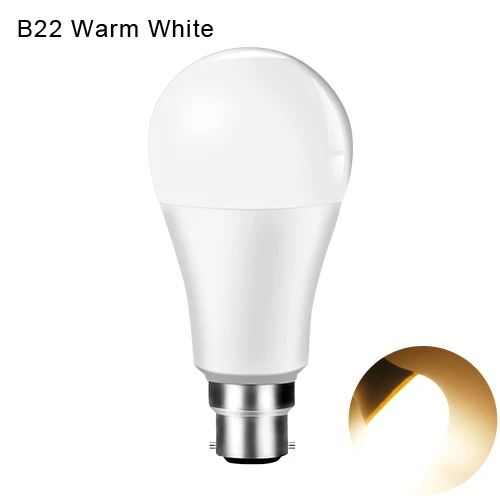B22 Warm White 15 Вт E27 B22 смарт-лампа с Wi-Fi 85-265 в 1800 лм светодиодный Ampoule WiFi лампада Google Home assistent Alexa Echo control интеллектуальная жизнь - Испускаемый цвет: B22 Warm White