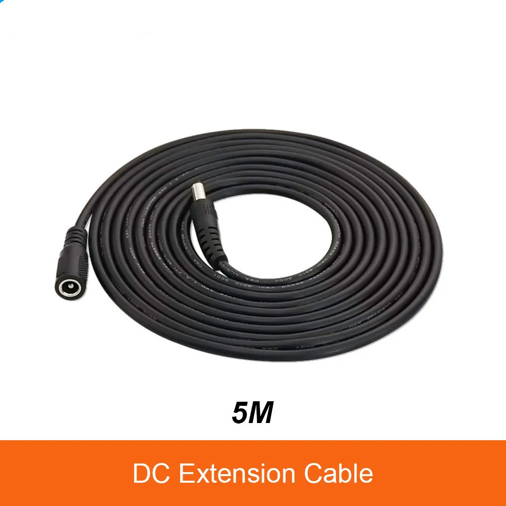 

5 Meters DC 12V Power 5M Extension Cable 5.5mmx2.1mm DC Plug For CCTV Camera 12 Volt Extension Cord