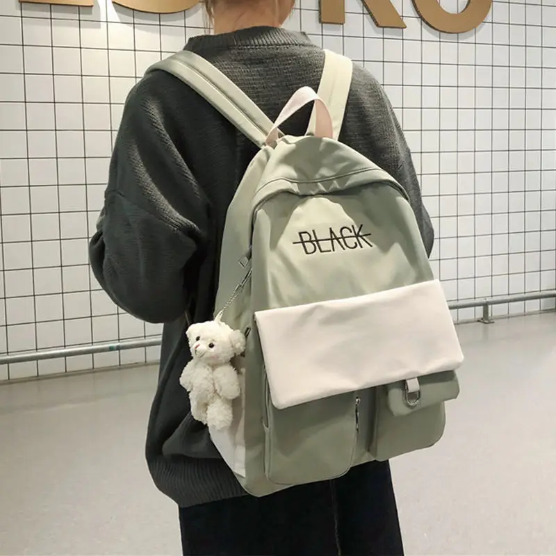 

Green Women Backpack School Bags for Teenage Girls Simple Patchwork Lightweight Oxford Back Pack Female Bookbags Preppy 2020 New