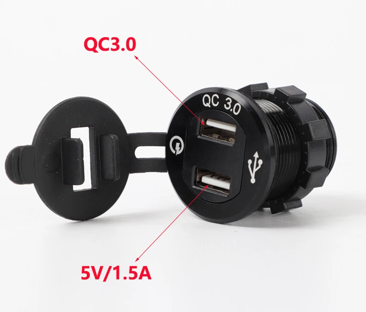 DIY 5V 1.5A+ QC 3,0+ Вольтметр двойной USB зарядное устройство алюминиевый сплав Металл водонепроницаемый для 12 V/24 V Автомобиль RV лодка UTV ATV мотоцикл