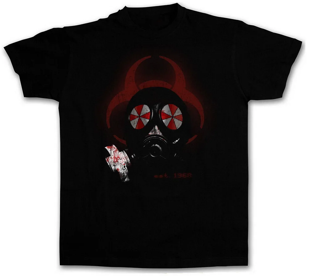 

GAS MASK BIOHAZARD UMBRELLA Tops Tee T Shirt Resident Corporation Corp Evil Logo Gyms Fitness Tops T-Shirt