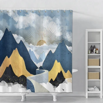 

Sunrise Mountain Shower Curtain Bathroom Psychedelic Waterproof Shower Curtain With Hook Polyester Shower Curtain Set Home Decor