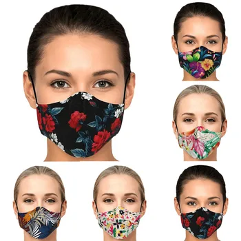 

Fashion Flower Print Mouth Mask AntiDust Sunscreen Protective Mask Washable Reusable Face Mask Breathable Soft Mouth Mask Unisex