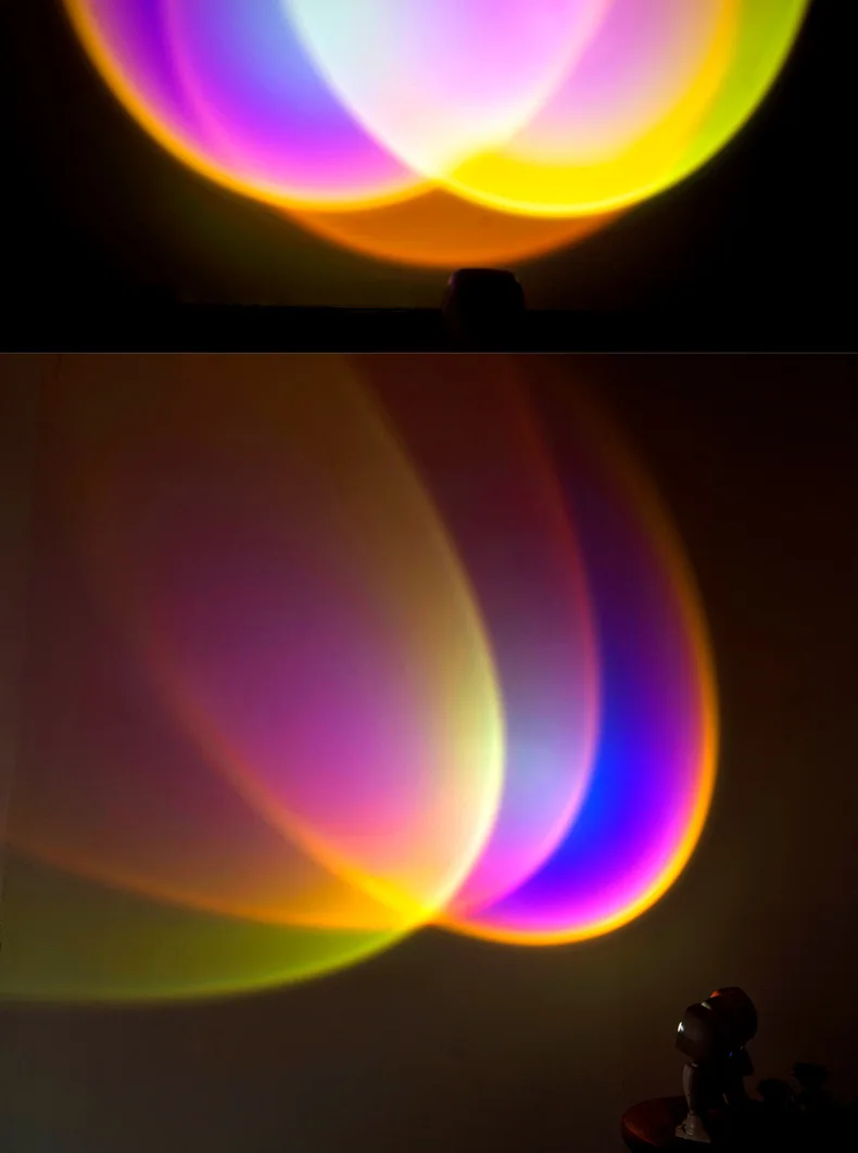 USB Rainbow Sunset Projector Atmosphere Led Night Light Study Bedside Wall Home Decoration Mini Table Lamp Bedroom Decor Anime