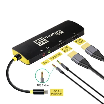 

HDMI Video Card Grabber USB 3.1 Type C Plug And Play HDCP Game Recording HDMI Video Card
