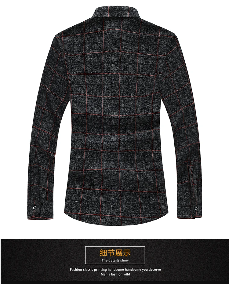 M-5XL, 6XL, 7XL, модная мужская рубашка с длинным рукавом, воротник с лацканами, клетчатая Повседневная рубашка, мужские свободные Осенние Топы 9681