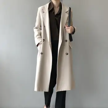 

Spring Autumn New Fashion Trench Female Windbreaker Coat Women Trench Office Lady Slim Long Suit Trench Coat