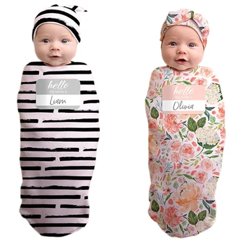 

Baby Swaddle Blanket with Hat Set, Super Soft Cocoon Sack and Cap Set, Gifts for Newborn Girls Boys