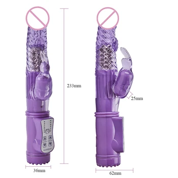 Head rotation rabbit G spot vibration and rotation body massage vibrator, female sex toys adult sex products for women 3