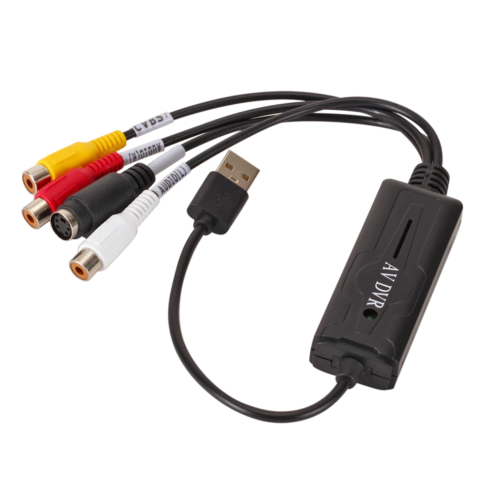 USB 2.0 Video Capture Card USB Digital to AV RCA Converter Portable Adapter Video Connecter Cable for DV/Hi8/VHS TV DVD for Home video capture adapter