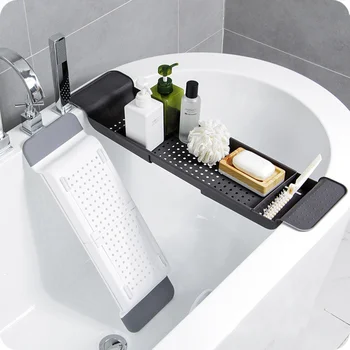 

1 pc Bathtub Serving Tray Plastic Shower Organizer Storage Rack for Bathroom Toilet