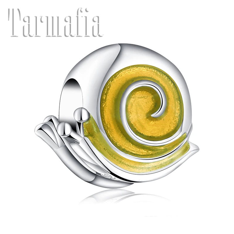 

2019 New Yellow Enamel Snail Shape 925 Sterling Silver fine Beads for Jewelry making Fit Original Women Pandora Charm Bracelet