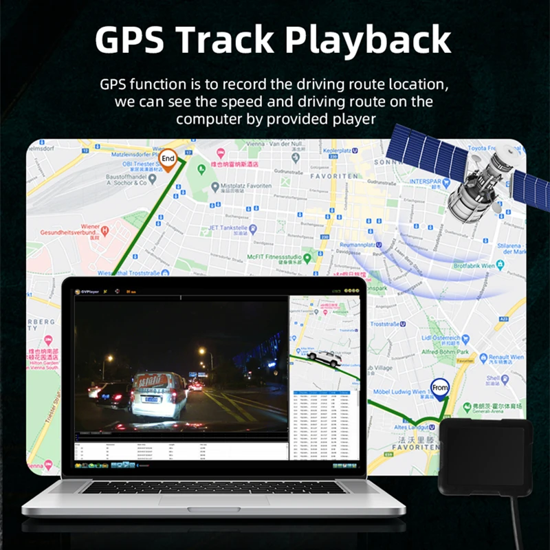 Vtopek Dash Cam GPS 1080P HD Скрытая DVR камера Автомобильный видеорегистратор IPS экран