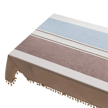 

Tassel Tablecloth Cotton Linen Washable Table Cover for Kitchen Wedding Restaurant Party Picnic (Rectangular, 140 x 180cm, Blue