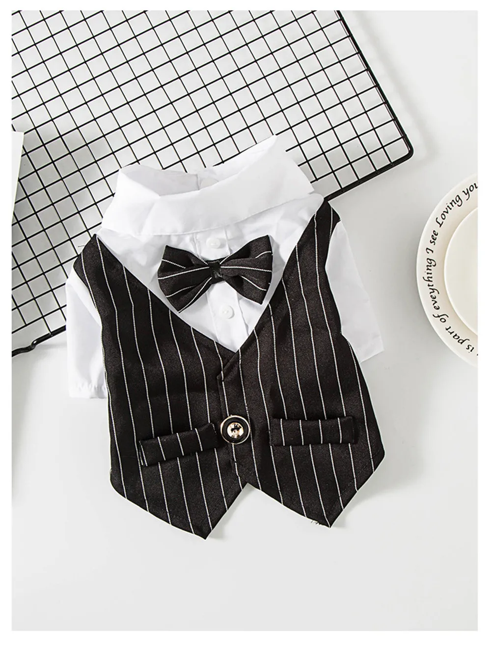 Pet Dog Cat Clothes Prince Tuxedo Bow Tie Suit Puppy Costume Jumpsuit Coat Gentleman Dog Clothes Wedding Suit Dog Formal Shirts (12)