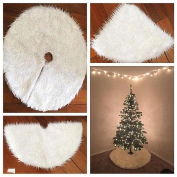 

Tree Skirt Pure White Plush Luxurious Tree Skirt Soft Thick Exquisite Small Tree Skirts Christmas Tree Decoration Accessories