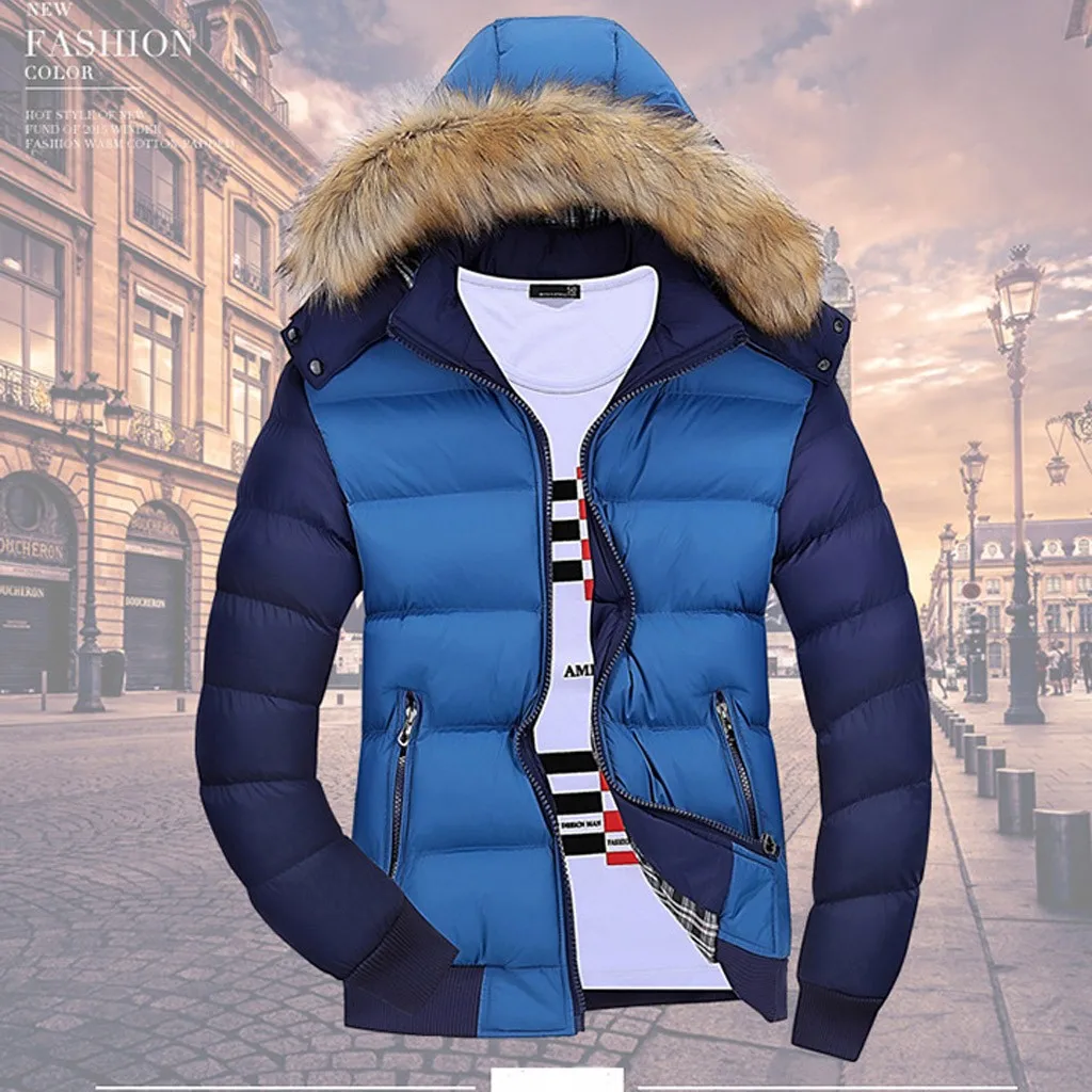Perimedes Mens Winter Hunting Coats Jackets Zipped Warm Tracksuit Casual Patchwork Long Sleeve Outwear Coat#g40