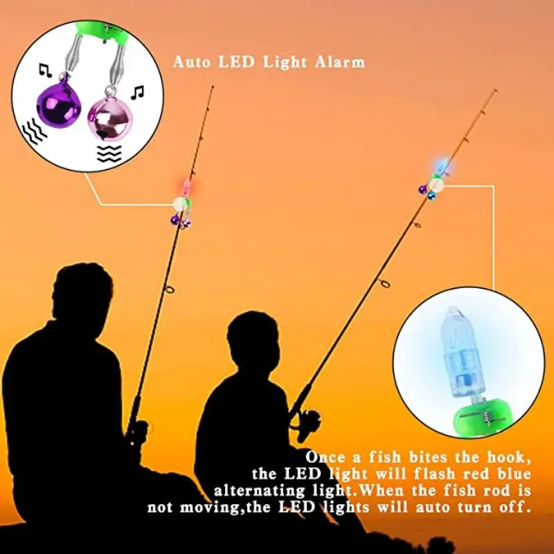 1-10PC Electronic Fish Bite Alarm Smart Sensor LED Carp Night Fishing Rod  Tip Lights Fishing Line Gear Alert Indicator Fishing