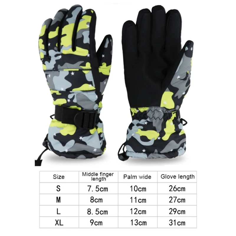 Men Women Kids Ski Snowboard Gloves Anti-slip Waterproof Winter Snow Warm Fleece Motorcycle Snowmobile Riding Gloves