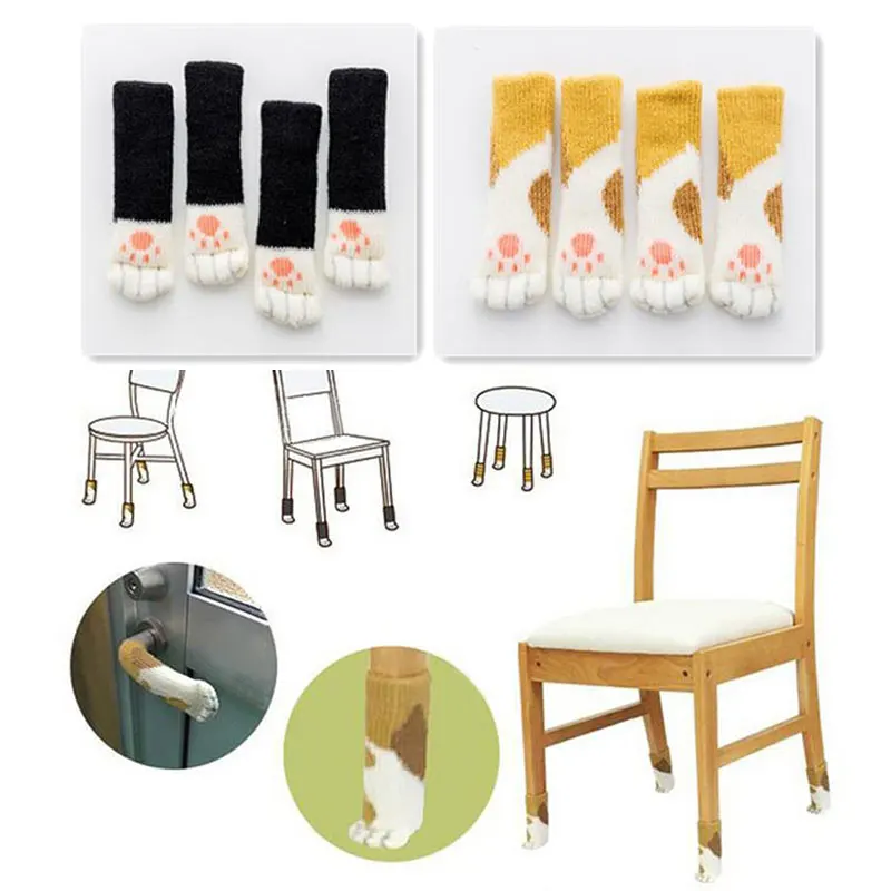 4pcs Chair Leg Protector Japanese Kawaii Chair Foot Covers Tables Furniture Creative Table Foot Socks Sofa Home Decor Cat