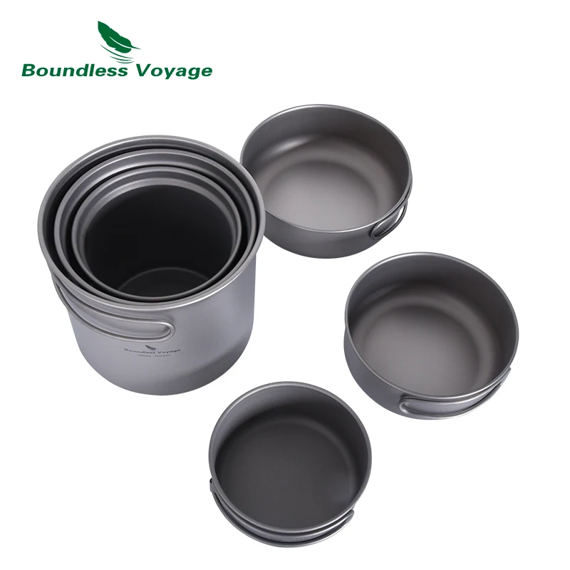 Camping Cookware Set Titanium Pot Pan Mug