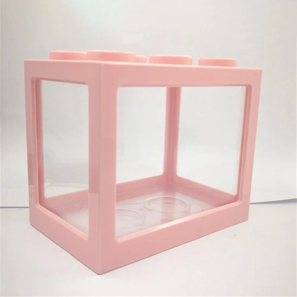 8 Colors Rectangle Mini Aquarium Fish Tank Home Office Tea Table Decoration Small Building Block Fish Tank Eco Tank Accessories (18)