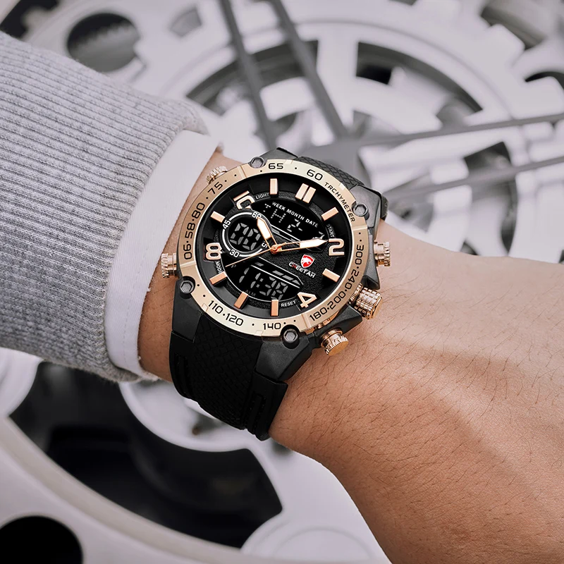 Marca de Luxo Relógio de Pulso Relógio à Prova Superior Cheetah Relógio Masculino Moda Esportes Digital Quartzo Analógico Dwaterproof Água