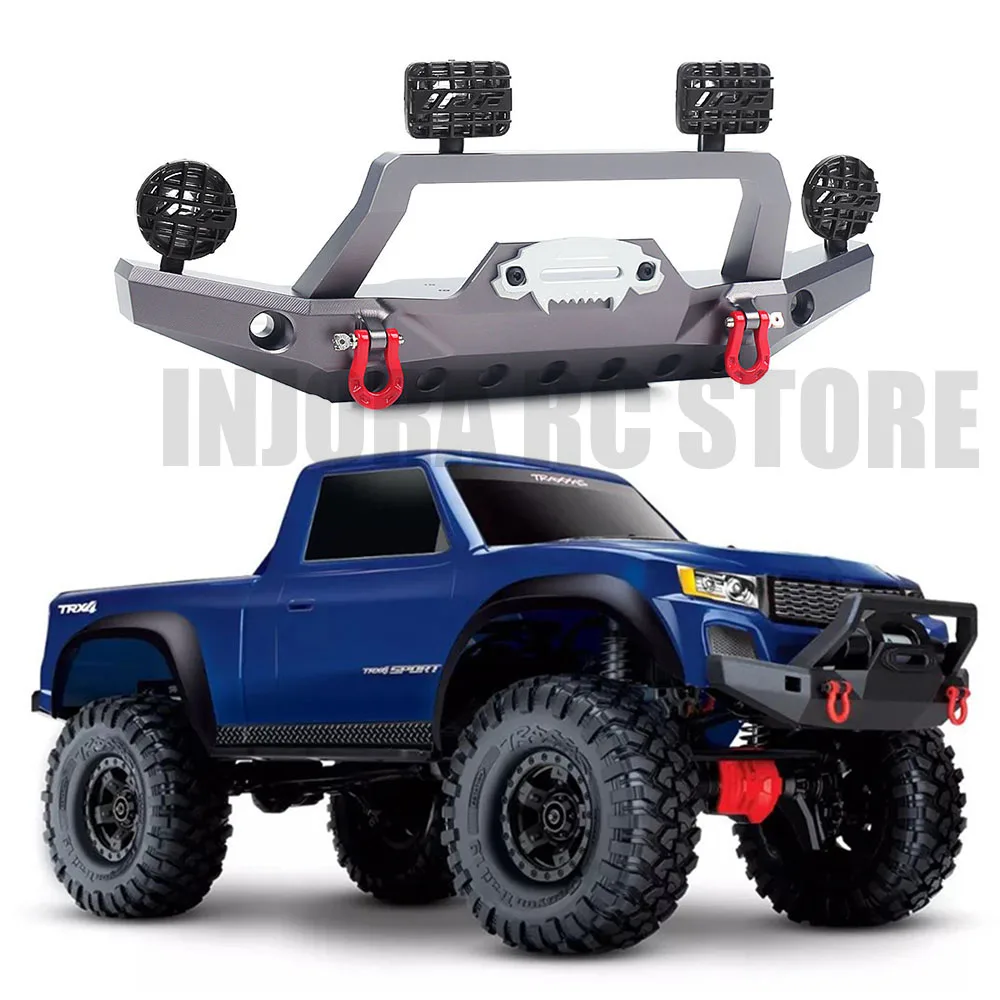 

INJORA 1PCS Black/Titanium Front Bumper with Light for 1:10 RC Crawler Car Traxxas TRX4 Sport 82024-4