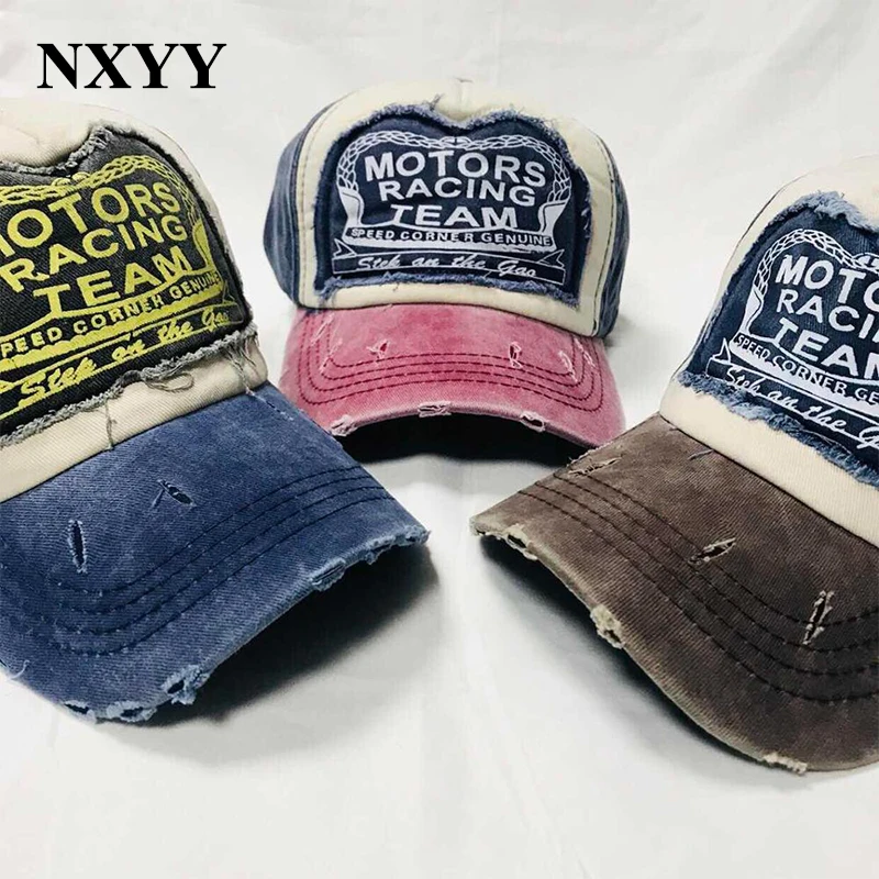 

NXYY Retro Embroidery Dance Washed Streetwear Hip Hop Snapback Caps Women Sunhat Motors Racing Team Trucker Dad Hats for Adult