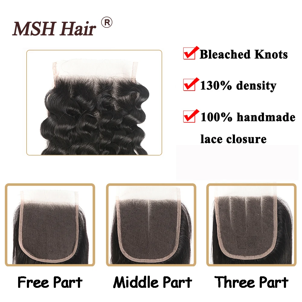 MSH волосы бразильские 3 пучка глубокая волна не Remy натуральные черные