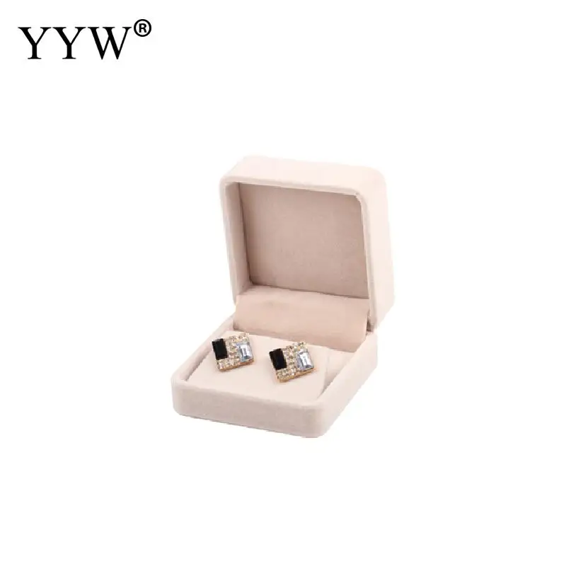 

10pcs/Lot Earring Boxes Beige Flannel Box Exquisite Square Earring Box Can Wrap Gifts And Customizable Logo Size 7*7*3.5cm