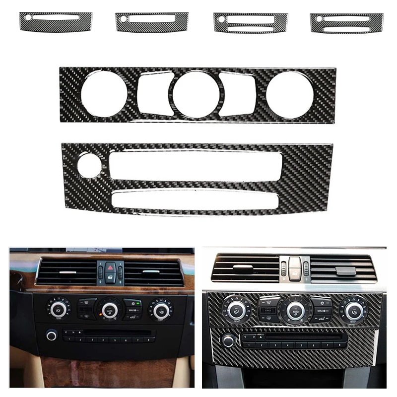 

Car Styling Real Carbon Fiber Interior Trim Air conditioning CD Control Panel Stickers For BMW 5 series E60 2004 -2008 2009 2010