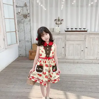 

2020 Presell baby dress strawberry peter pan collar sweet kids dresses