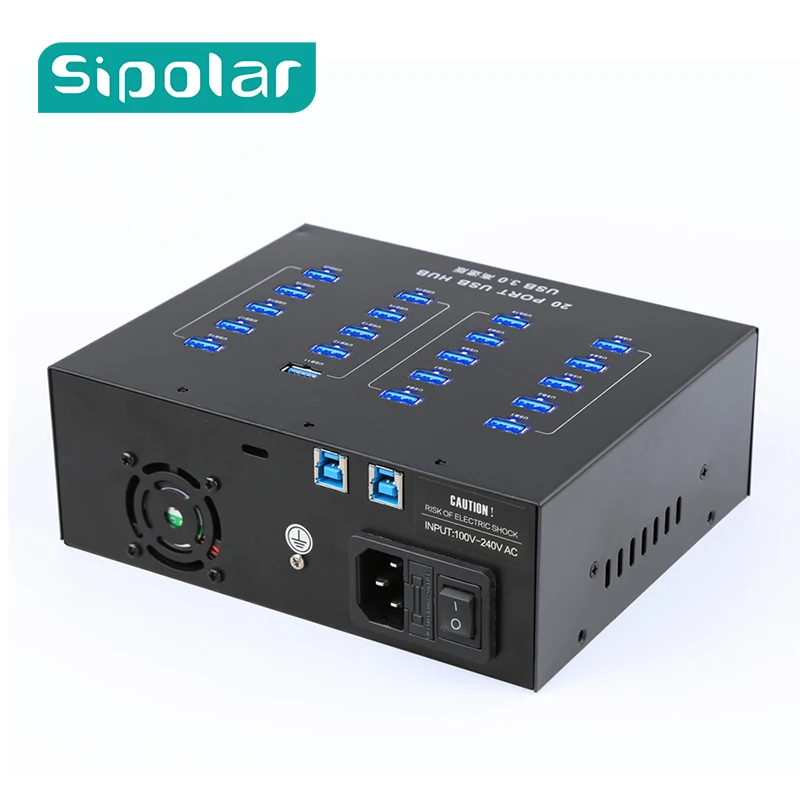 10 Ports USB Data Hub-Industrial USB Powered Hub Sipolar-USB Hub USB 2.0 Hub for Mining Bitcoin Miner