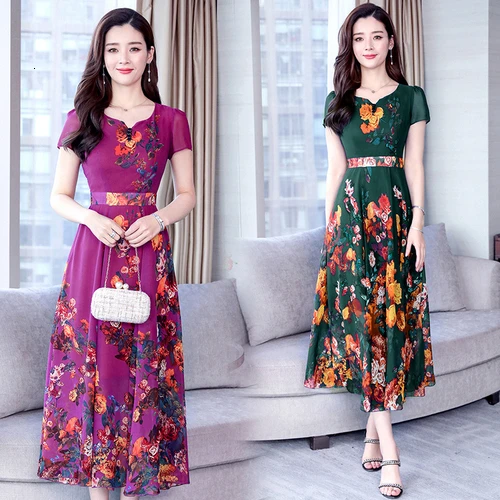 

Spring Fashion Printed Women Dress 2019 New Summer Small V-neck Short Sleeve Female Work Wear Slim Elegant Temperament Dresses