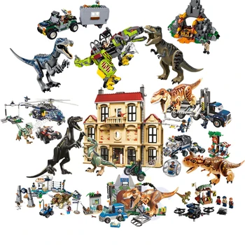

New 2020 Jurassic World Dinosaur Tyrannosaurus Rex T. Rex Transport Figure Building Block Bricks Toy For Children