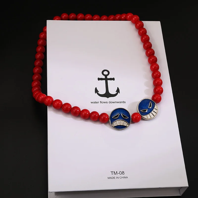 Аниме одна штука Portgas D Ace Luffy ожерелье из красного бисера Шарм Косплей подставки