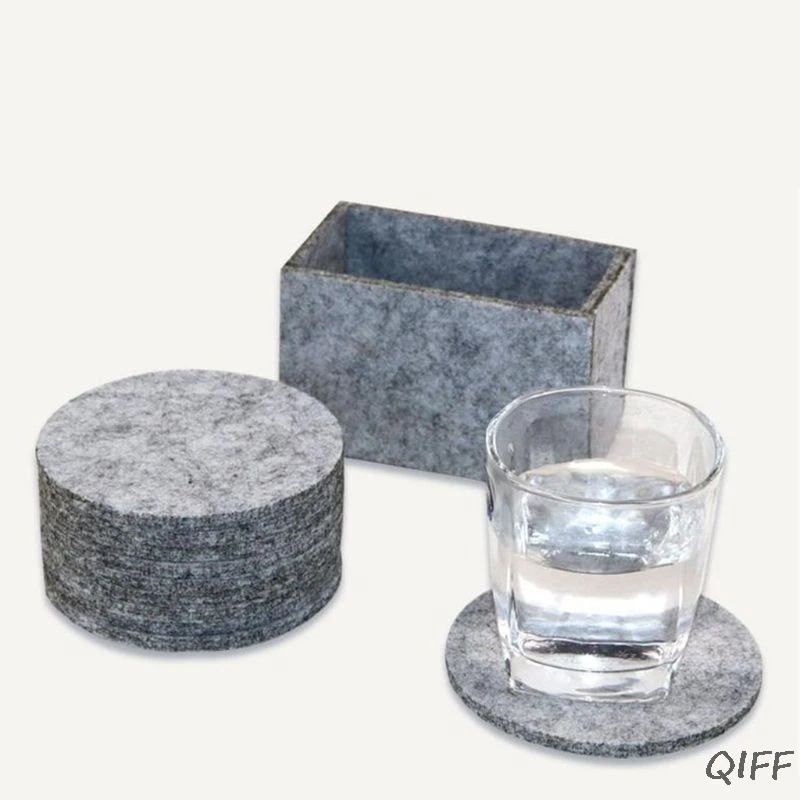 10Pcs Felt Drink Coaster Set with Holder Modern Decorative Coasters