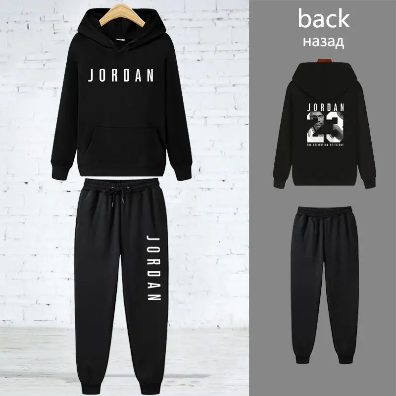 

New Men's Hoodie Set Jordan 23 Sportswear Pullover Set Wool Hoodie + Sweatpants Jogging Homme Pullover Men's Sweatshirt