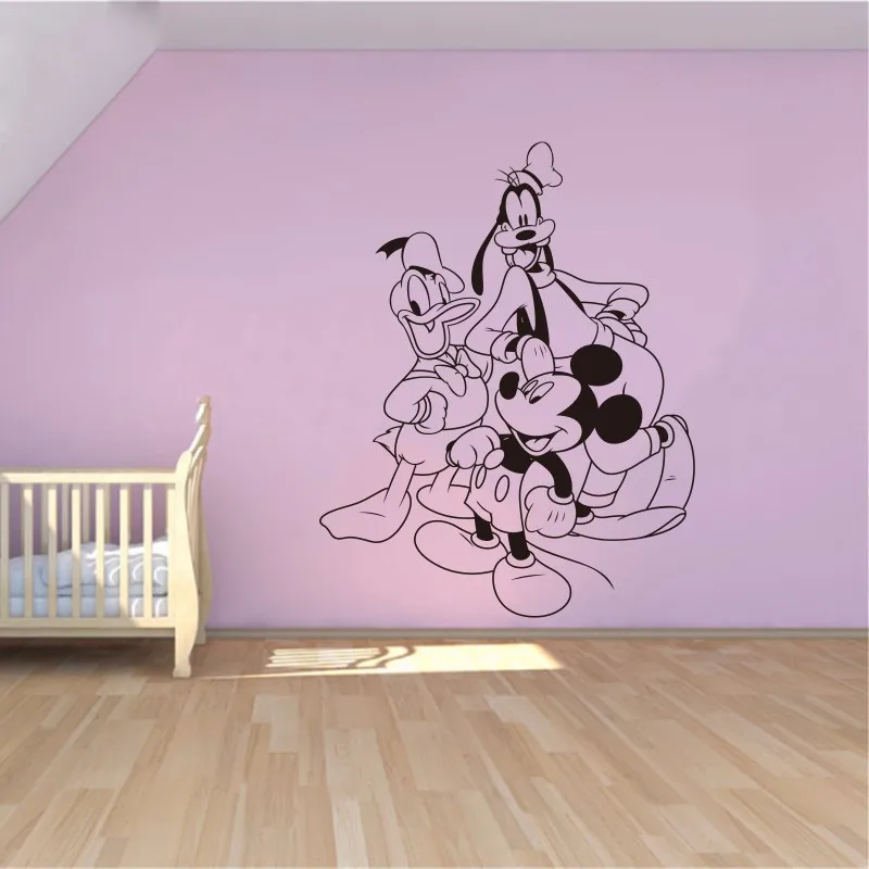 Disney Creative DIY cute Mickey Mouse & Donald Duck & Goofy wall stickers for kids room bedroom accessories home decoration
