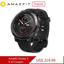 Предпродажа глобальная версия AMAZFIT Stratos 3 gps 5ATM водонепроницаемые смарт-спортивные часы 512 МБ/4 ГБ Смарт-часы для Android iOS