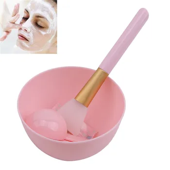 

Pink 1Set Of DIY Mask Bowl Silicone Mask Brush Gauge Compression Mask Makeup Beauty Tools Facial Masks Care Pink Color