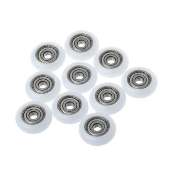 

10Pcs/set 5x23x7.3mm Nylon Plastic Carbon Steel Bearings Pulley Wheels Embedded Groove